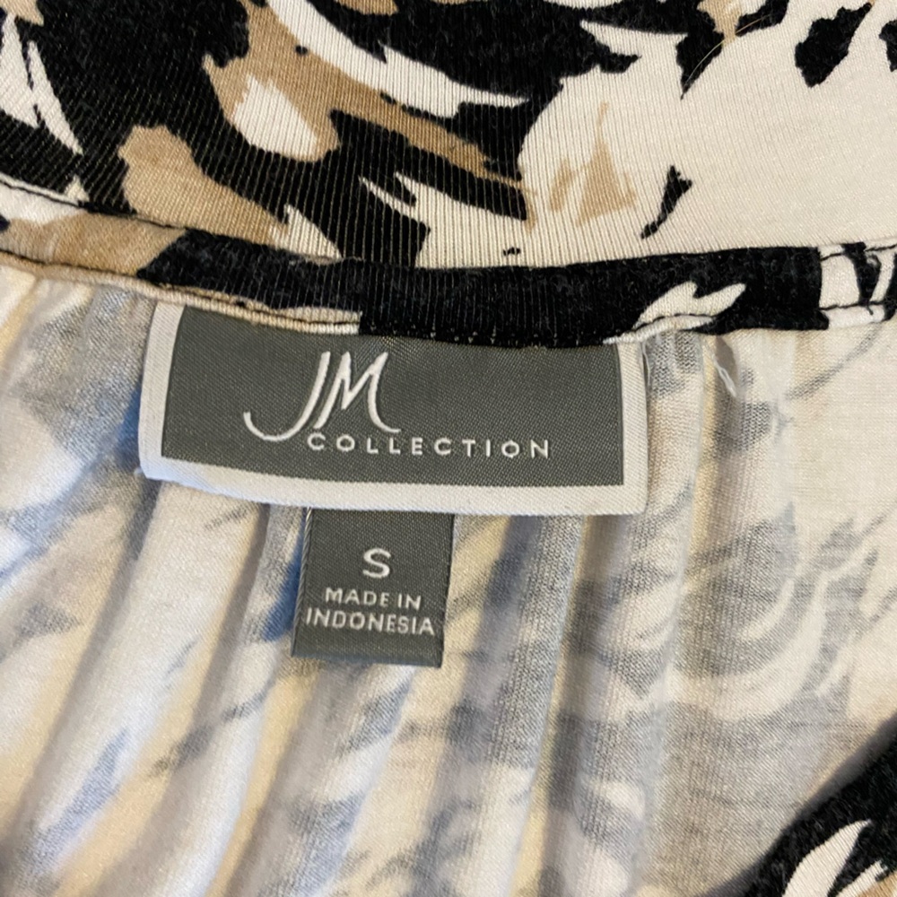 JM Collection Black, Tan and White Patterned Top size small like new versatile - Picture 8 of 9